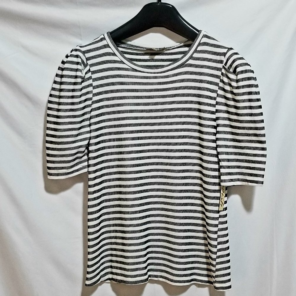LAVISH SILVER AND WHITE STRIPED BLOUSE TOP
